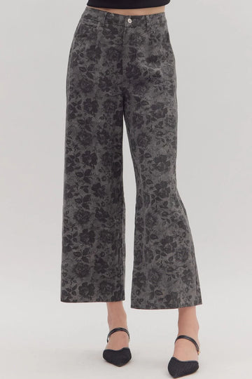 Floral Print Ankle-Length Pants